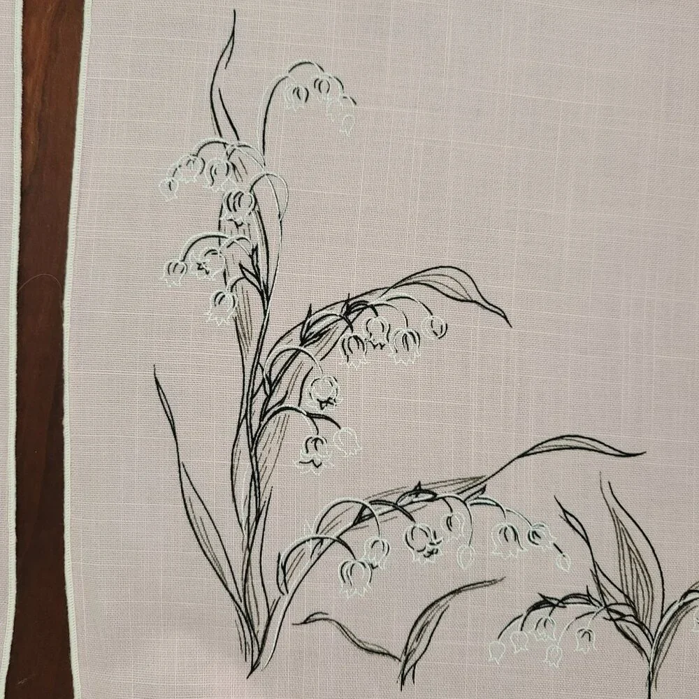 Embroidered Placemats - blush with Lily of the valley